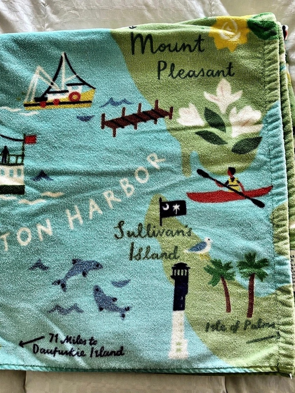 Spartina 449 Charleston Beach Towel Large Blue & Green